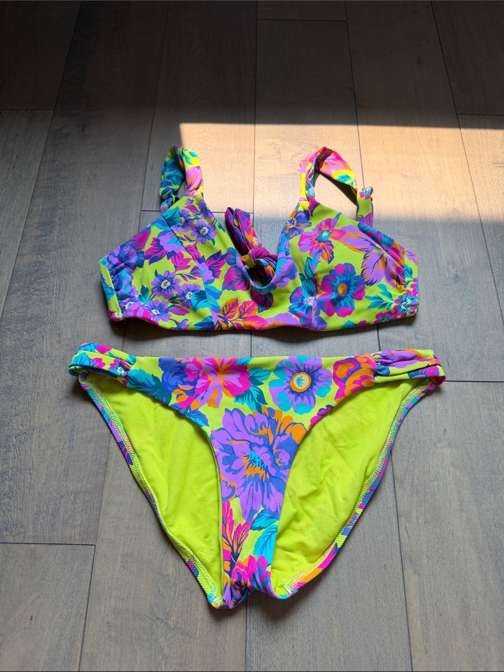 Body Glove Neon Yellow Floral Bikini Set